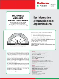 Mahindra Manulife Short Term Fund Form 2021.Cdr