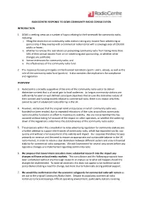 Radiocentre Response to Dcms Community Radio Consultation