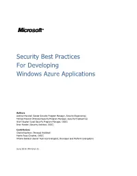 Security Best Practices for Developing Windows Azure Applications