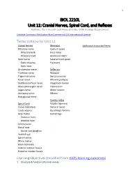 Unit 11 Cranial Nerves, Spinal Cord, and Reflexes