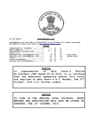 15.10.2014 Supplementary List