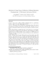 Adoption of Open Source Software in Software-Intensive Organizations - a Systematic Literature Review