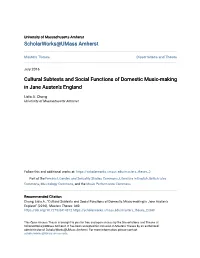 Cultural Subtexts and Social Functions of Domestic Music-Making in Jane Austen's England