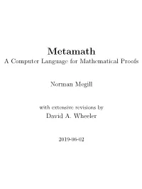 Metamath a Computer Language for Mathematical Proofs