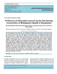 Preference of Information Sources by the Fish Farming Communities of Muktagacha Upazila in Bangladesh