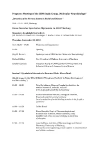 Program: Meeting of the GBM Study Group „Molecular Neurobiology“