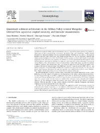 Quaternary Sediment Architecture in the Orkhon Valley (Central Mongolia) Inferred from Capacitive Coupled Resistivity and Georadar Measurements MARK