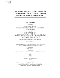 The Flood Insurance Claims Process in Communities After Sandy: Lessons Learned and Potential Improvements