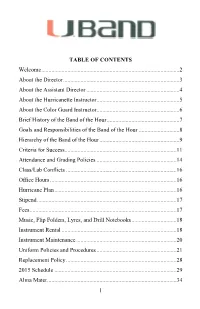 1 TABLE of CONTENTS Welcome