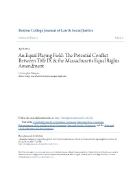 An Equal Playing Field: the Potential Conflict Between Title IX & The