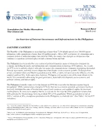 An Overview of Internet Infrastructure and Governance in the Philippines