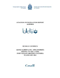 Aviation Investigation Report A12w0004 Runway Overrun