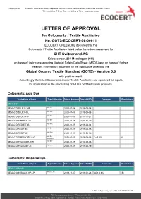 CHT Switzerland GOTS Positve List ECOCERT