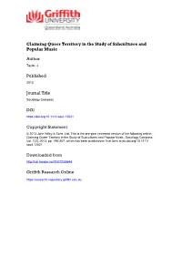 Claiming Queer Territory in the Study of Subcultures and Popular Music