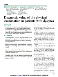 Diagnostic Value of the Physical Examination in Patients with Dyspnea
