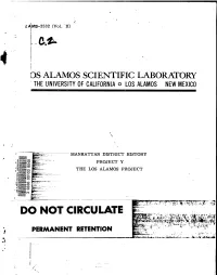 Manhattan District History Project Y: the Los Alamos Project