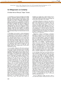 On Wittgenstein on Certainty