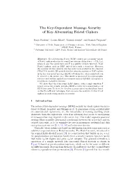 The Key-Dependent Message Security of Key-Alternating Feistel Ciphers