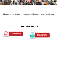 University of Waterloo Professional Development Certificates