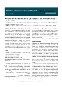 What Can We Learn from Universities of Ancient India?*