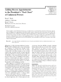 Adding Recess Appointments to the President's “Tool