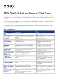 APEX COVID-19 Business Recovery Task Force