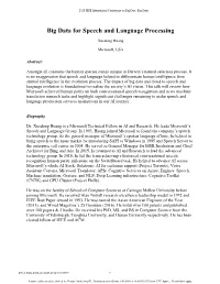 Big Data for Speech and Language Processing
