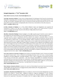 Delegate Biographies – 3Rd & 4Th December 2014