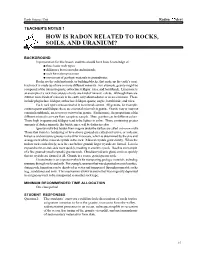 How Is Radon Related to Rocks, Soils, and Uranium?