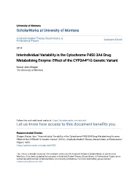 Interindividual Variability in the Cytochrome P450 3A4 Drug Metabolizing Enzyme: Effect of the CYP3A4*1G Genetic Variant