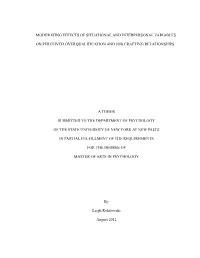 Moderating Effects of Situational and Interpersonal Variables