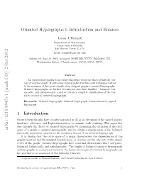 Oriented Hypergraphs I: Introduction and Balance Arxiv:1210.0943V1