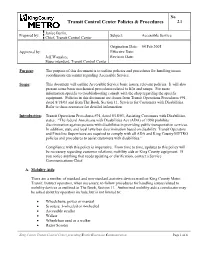 Transit Control Center Policies & Procedures