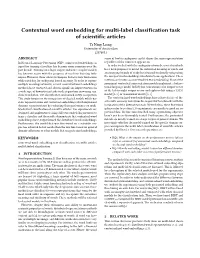 Contextual Word Embedding for Multi-Label Classification Task Of