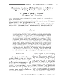 Observational Monitoring of Biological Control Vs. Herbicide to Suppress Leafy Spurge (Euphorbia Esula) for Eight Years