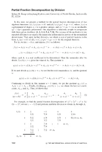 Partial Fraction Decomposition by Division Sidney H