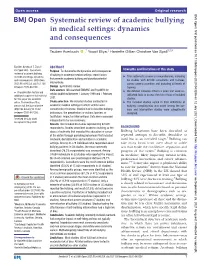 Systematic Review of Academic Bullying in Medical Settings: Dynamics and Consequences