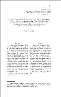 The Classification Into Branches of Modern Legal