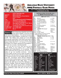 ASU Vs. Middle Tennessee Game Notes