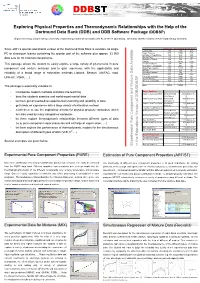 Exploring Physical Properties and Thermodynamic Relationships with the Help of the Dortmund Data Bank (DDB) and DDB Software Package (DDBSP)