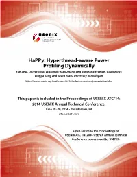Happy: Hyperthread-Aware Power Profiling Dynamically