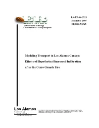 Modeling Transport in Los Alamos Canyon: Effects of Hypothetical Increased Inﬁltration After the Cerro Grande Fire