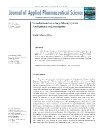 Nanodiamond As a Drug Delivery System: Applications and Prospective