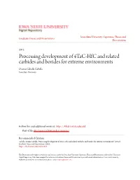 Processing Development of 4Tac-Hfc and Related Carbides and Borides for Extreme Environments Osama Gaballa Gaballa Iowa State University