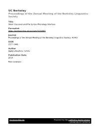 UC Berkeley Proceedings of the Annual Meeting of the Berkeley Linguistics Society