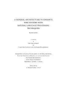 A General Architecture to Enhance Wiki Systems with Natural Language Processing Techniques
