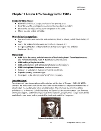 Chapter 1 Lesson 4 Technology in the 1500S