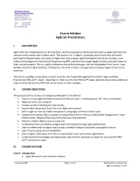 Course Syllabus Agile for Practitioners