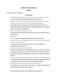 ENGLISH HOME LANGUAGE GRADE 9 Reading a Myth: Persephone