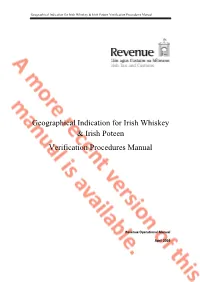 Geographical Indication for Irish Whiskey & Irish Poteen Verification